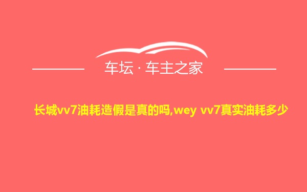 长城vv7油耗造假是真的吗,wey vv7真实油耗多少