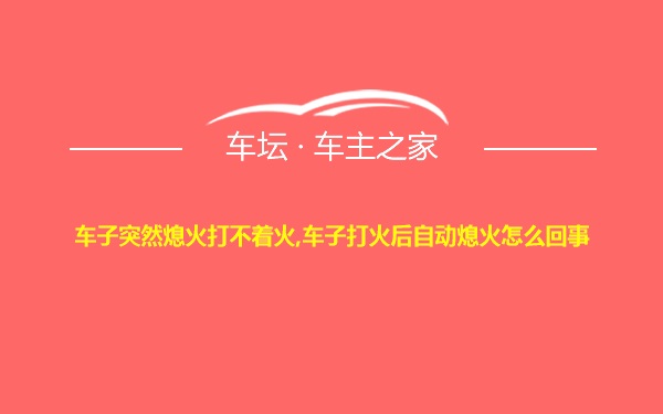 车子突然熄火打不着火,车子打火后自动熄火怎么回事