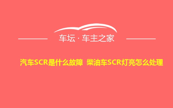 汽车SCR是什么故障 柴油车SCR灯亮怎么处理