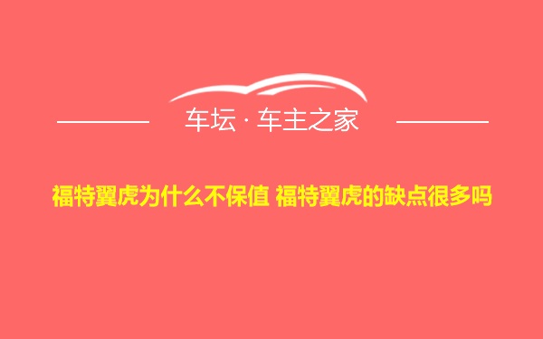 福特翼虎为什么不保值 福特翼虎的缺点很多吗