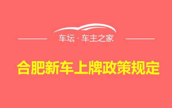 合肥新车上牌政策规定