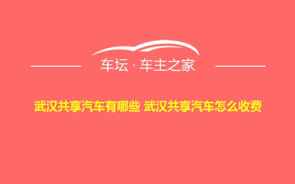 武汉共享汽车有哪些 武汉共享汽车怎么收费