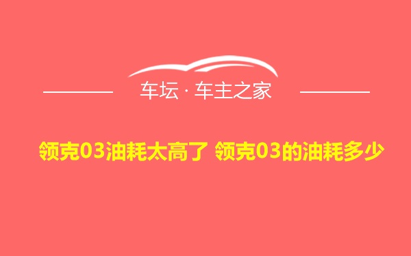 领克03油耗太高了 领克03的油耗多少