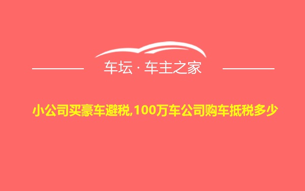 小公司买豪车避税,100万车公司购车抵税多少