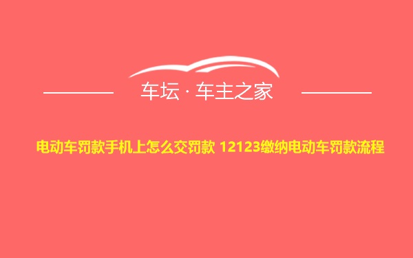 电动车罚款手机上怎么交罚款 12123缴纳电动车罚款流程