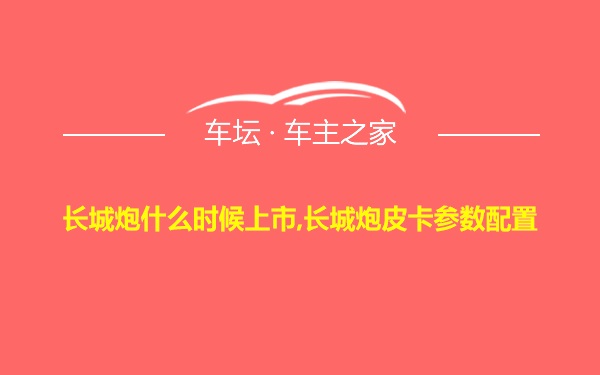 长城炮什么时候上市,长城炮皮卡参数配置