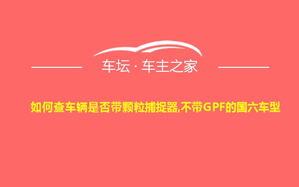 如何查车辆是否带颗粒捕捉器,不带GPF的国六车型