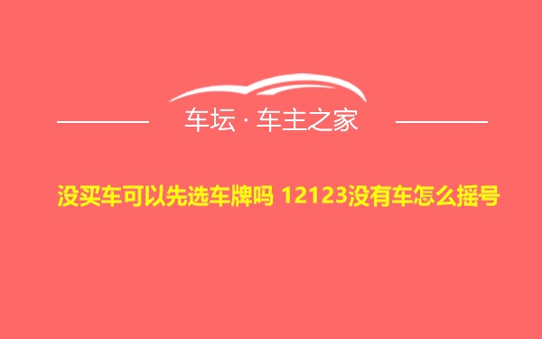 没买车可以先选车牌吗 12123没有车怎么摇号