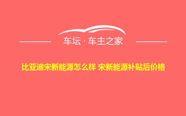 比亚迪宋新能源怎么样 宋新能源补贴后价格