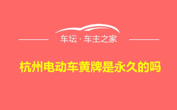 杭州电动车黄牌是永久的吗